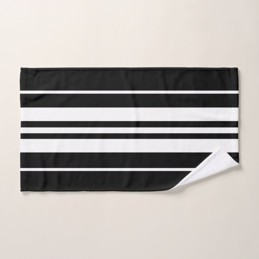 Elegant Black &White Stripes Pattern  バスタオルセット (ハンドタオル)