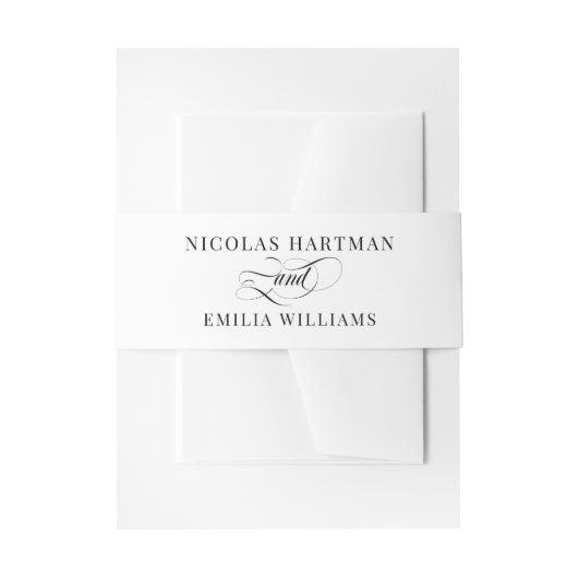 Elegant Black White Wedding 招待状ベリーバンド (正面例)