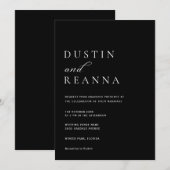 Elegant Black & White Wedding 招待状 (正面/裏面)