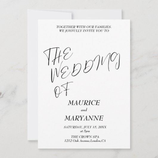 Elegant Black White Wedding 招待状 (正面)