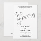 Elegant Black White Wedding 招待状 (正面/裏面)