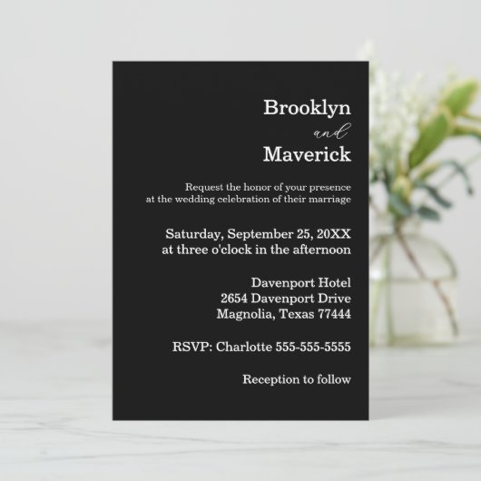 Elegant Black & White Wedding 招待状 (スタンド正面)