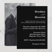 Elegant Black & White Wedding 招待状 (正面/裏面)