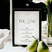 Elegant Black & White Wedding Bar Menu