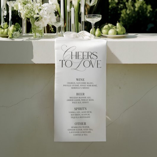 Elegant Black & White Wedding Bar Menu Banner 横断幕