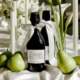 Elegant Black & White Wedding Bottle  スパークリングワインラベル