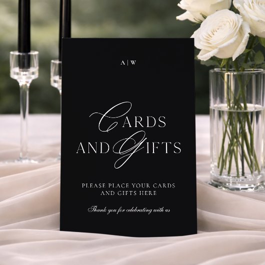 Elegant Black & White Wedding Cards and Gifts Sign 招待状