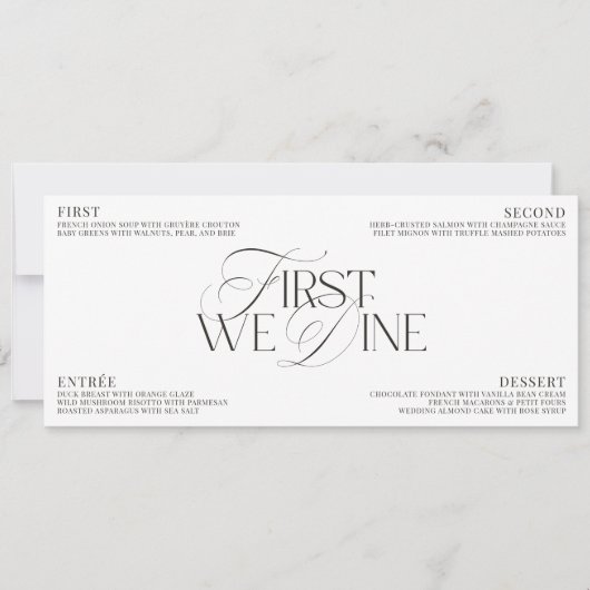 Elegant Black & White Wedding Dinner Menu 招待状 (正面)