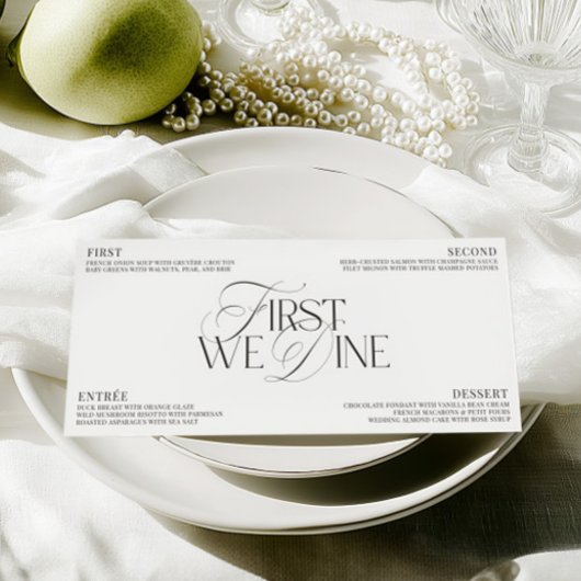 Elegant Black & White Wedding Dinner Menu 招待状