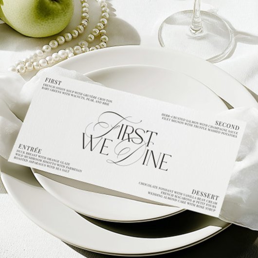 Elegant Black & White Wedding Dinner Menu 招待状