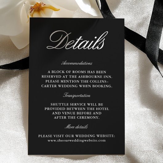 Elegant Black & White Wedding Enclosure Card エンクロージャーカード