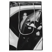 Elegant Black & White Wedding Gift Bag ミディアムペーパーバッグ (裏面)