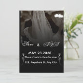 Elegant Black & White Wedding Invitation 招待状 (スタンド正面)