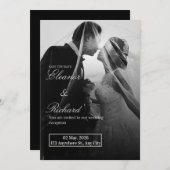 Elegant Black & White Wedding Invitation  招待状 (正面/裏面)