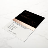 Elegant Black & white Wedding Invitation Rose Gold 箔招待状 (回転した状態)
