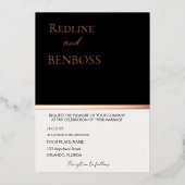 Elegant Black & white Wedding Invitation Rose Gold 箔招待状 (正面)