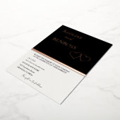 Elegant Black & white Wedding Invitation Rose Gold 箔招待状 (回転した状態)