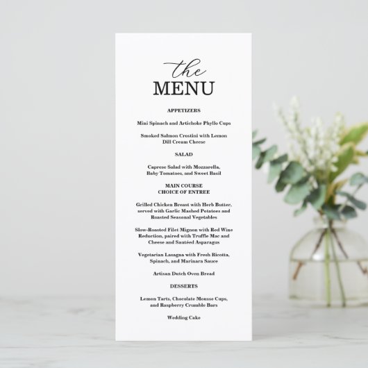 Elegant Black & White Wedding Menu メニュー (スタンド正面)