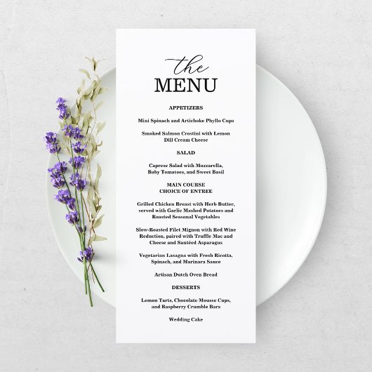 Elegant Black & White Wedding Menu メニュー