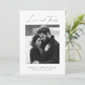 Elegant Black & White Wedding Photo サンキューカード (スタンド正面)