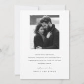 Elegant Black & White Wedding Photo サンキューカード (裏面)