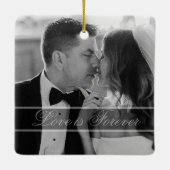 Elegant Black White Wedding Photo Keepsake  セラミックオーナメント (裏面)