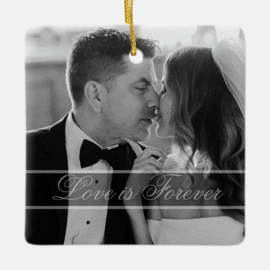 Elegant Black White Wedding Photo Keepsake  セラミックオーナメント (正面)