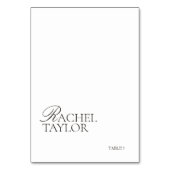 Elegant Black & White Wedding Place Card テーブルナンバー (正面)