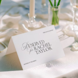 Elegant Black & White Wedding Reserved Place Card カード