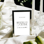 Elegant Black & White Wedding Reserved Seat Sign カード