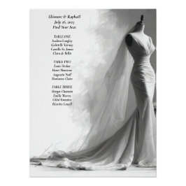 Elegant Black & White Wedding Seating Chart  ポスター