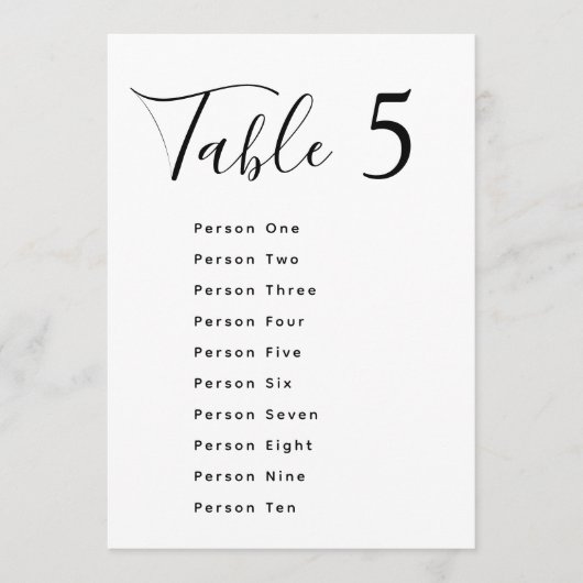 Elegant black & white wedding seating chart cards 招待状 (正面)