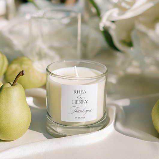 Elegant Black & White Wedding Thank You スクエアシール