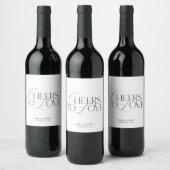 Elegant Black & White Wedding Wine Bottle Label ワインラベル (ボトル)