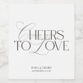 Elegant Black & White Wedding Wine Bottle Label ワインラベル (シングルラベル)