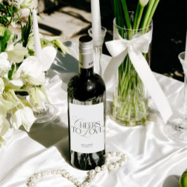 Elegant Black & White Wedding Wine Bottle Label ワインラベル