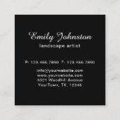 Elegant Black White Weeping Birch Branch Botanical スクエア名刺 (裏面)