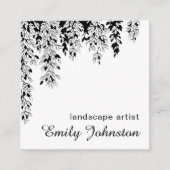 Elegant Black White Weeping Birch Branch Botanical スクエア名刺 (正面)