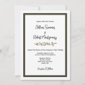 Elegant Black & White With Gold Wedding 招待状 (正面)