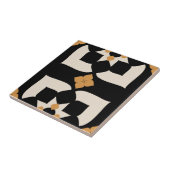 Elegant Black &White Yellow Abstract Floral  タイル (側面)