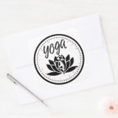 Elegant Black & White Yoga Sticker | Lotus Flower  スクエアシール (封筒)