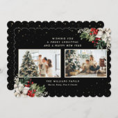 Elegant Black Winter Botanicals 2 Photo シーズンカード (正面/裏面)