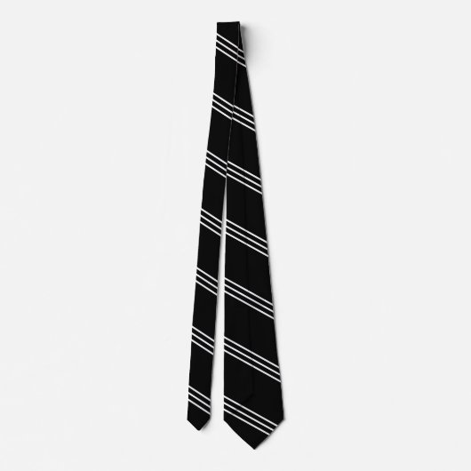 Elegant Black with 3 White Lines ネクタイ (裏面)