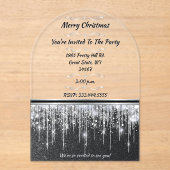 Elegant Black with Silver Accents Christmas Party アクリル招待状 (正面)