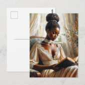 Elegant Black Woman Reading Vintage Style ポストカード (正面/裏面)