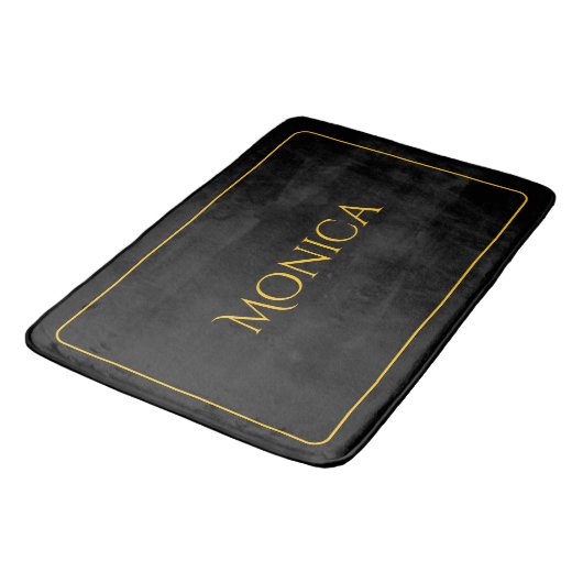 Elegant black &yellow monogram name Bath Mat バスマット (アングル)