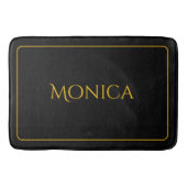 Elegant black &yellow monogram name Bath Mat バスマット (正面)