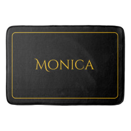 Elegant black &yellow monogram name Bath Mat バスマット