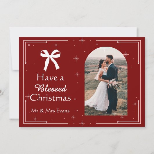 Elegant Blessed Christmas Photo Card シーズンカード (正面)