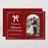 Elegant Blessed Christmas Photo Card シーズンカード (正面/裏面)